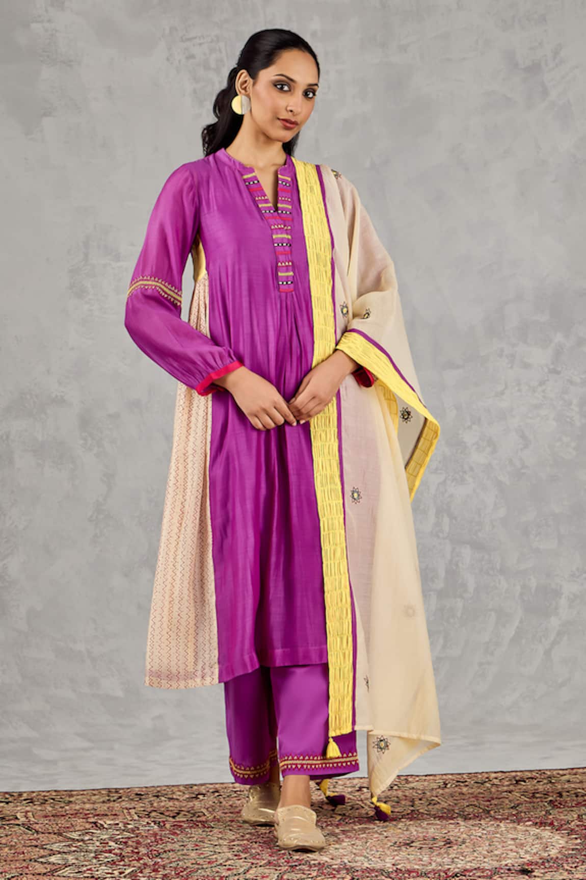 Shivani Bhargava Block Print & Hand Embroidered Kurta Set 