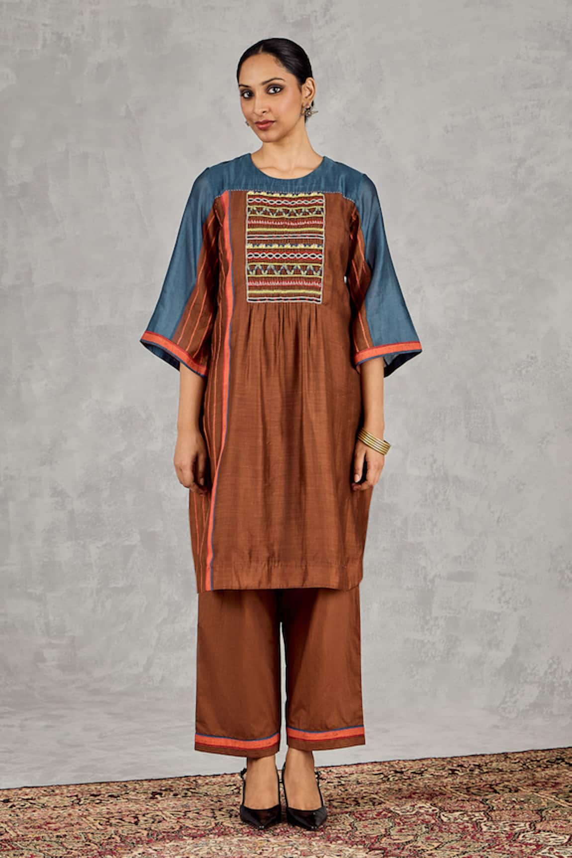 Shivani Bhargava Block Print & Hand Embroidered Kurta 