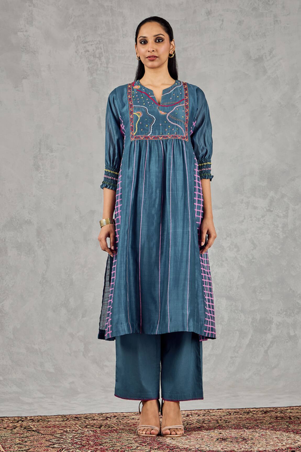 Shivani Bhargava Block Print & Hand Embroidered Kurta 