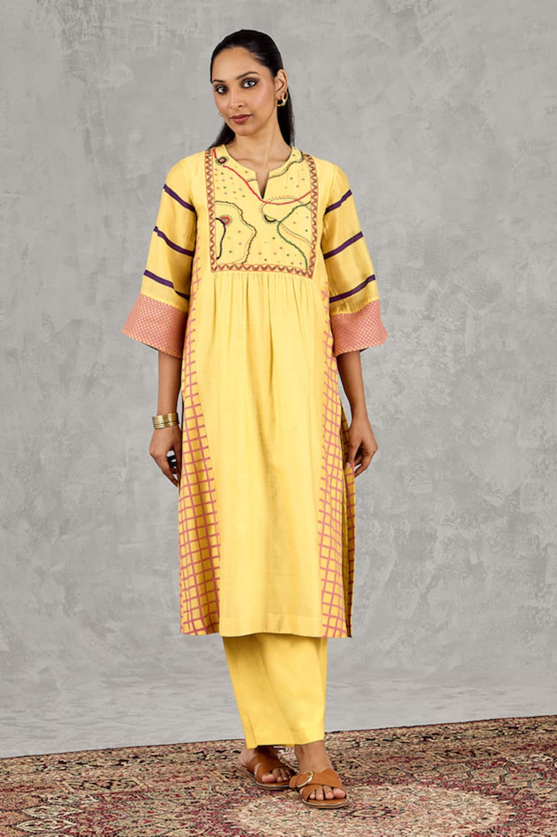 Shivani Bhargava Block Print & Hand Embroidered Kurta 