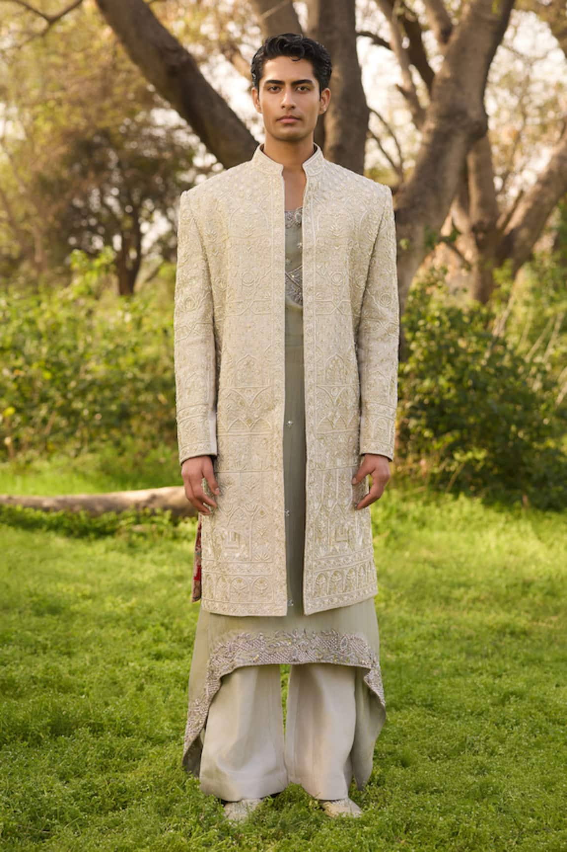 Mukti And Kavith Casa Embroidered Sherwani Jacket Set 