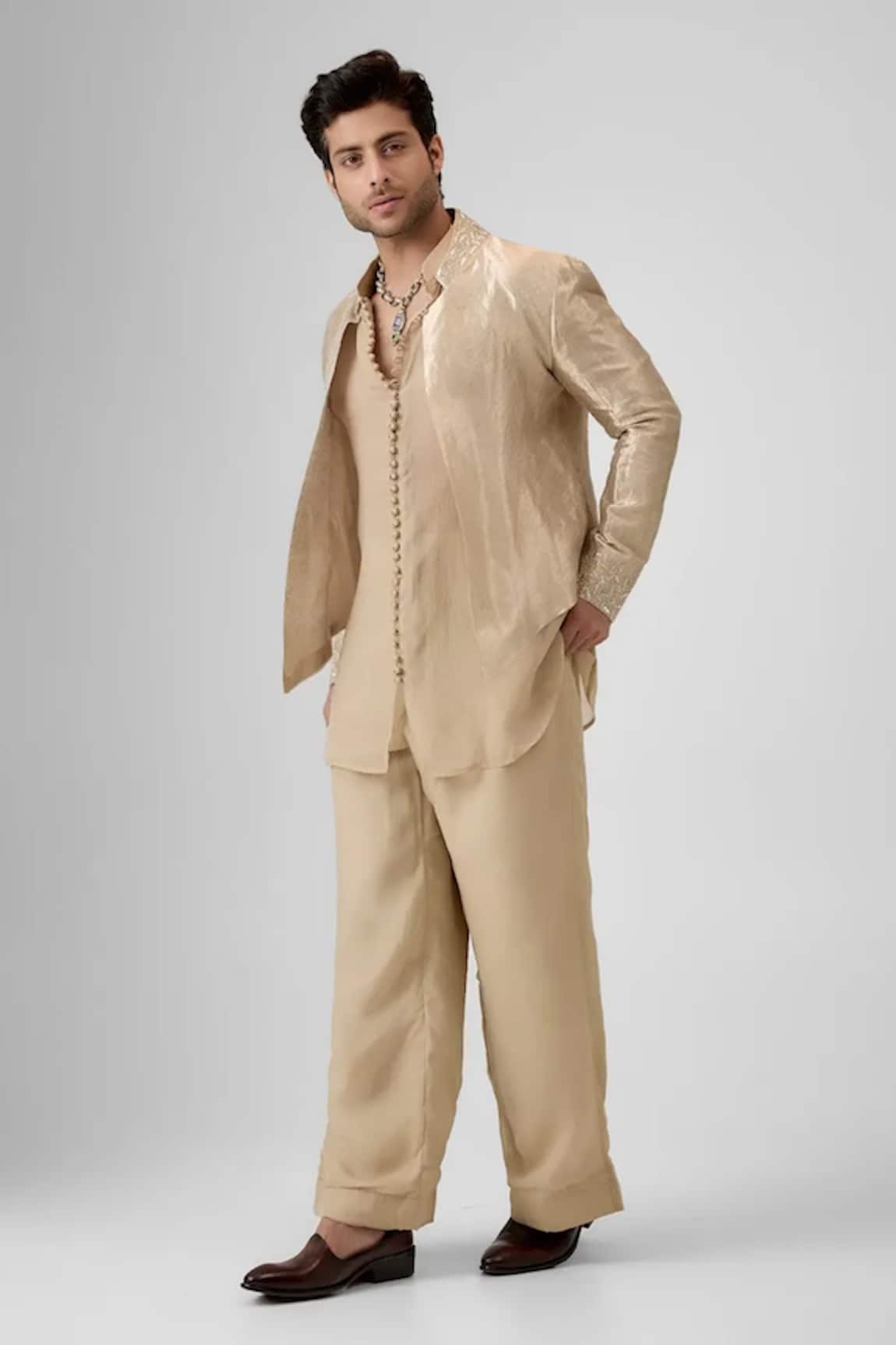 Mukti And Kavith Casa Embroidered Jacket Kurta Set 