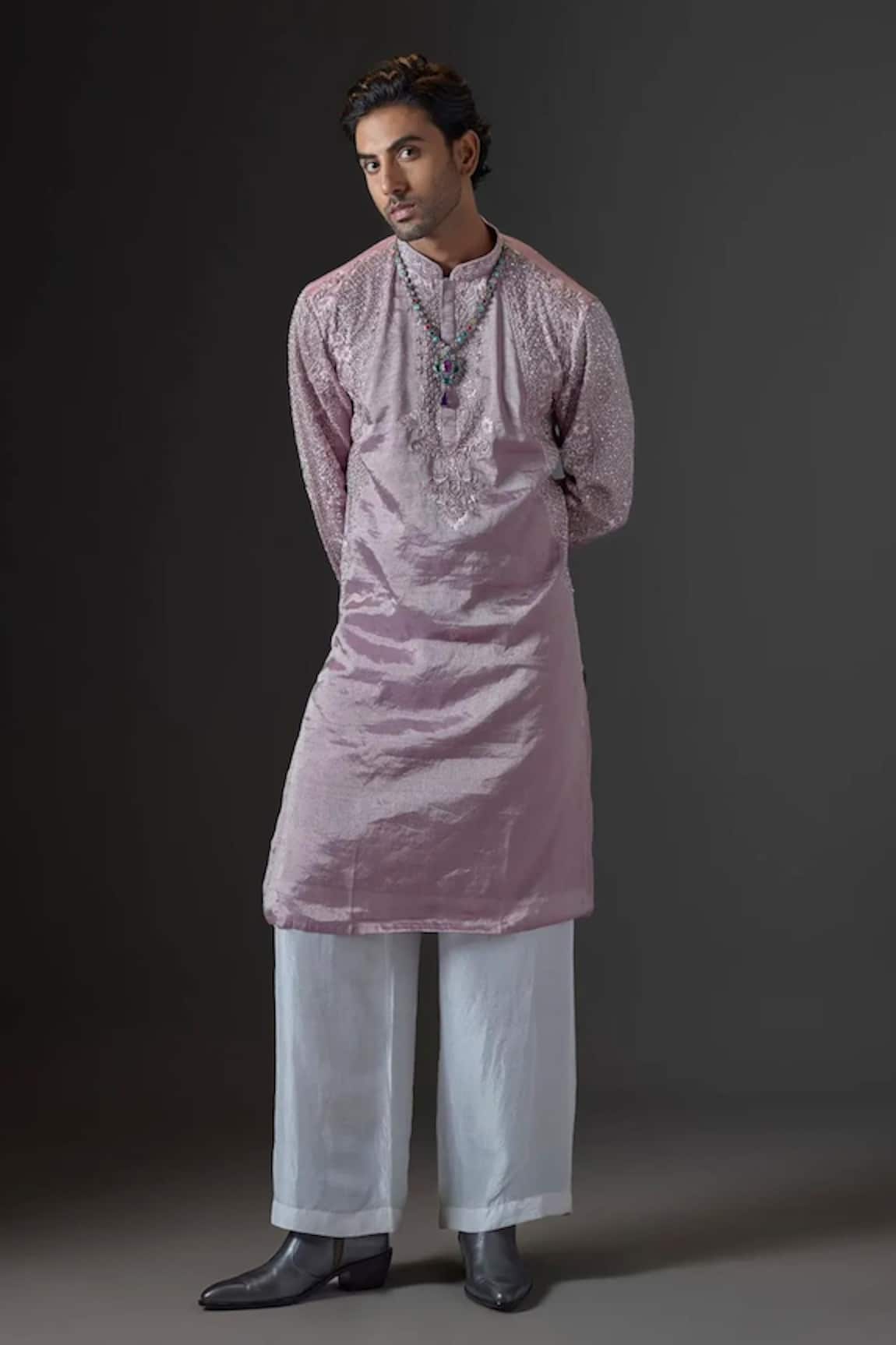 Mukti And Kavith Casa Chanderi Embroidered Kurta & Palazzo Set 