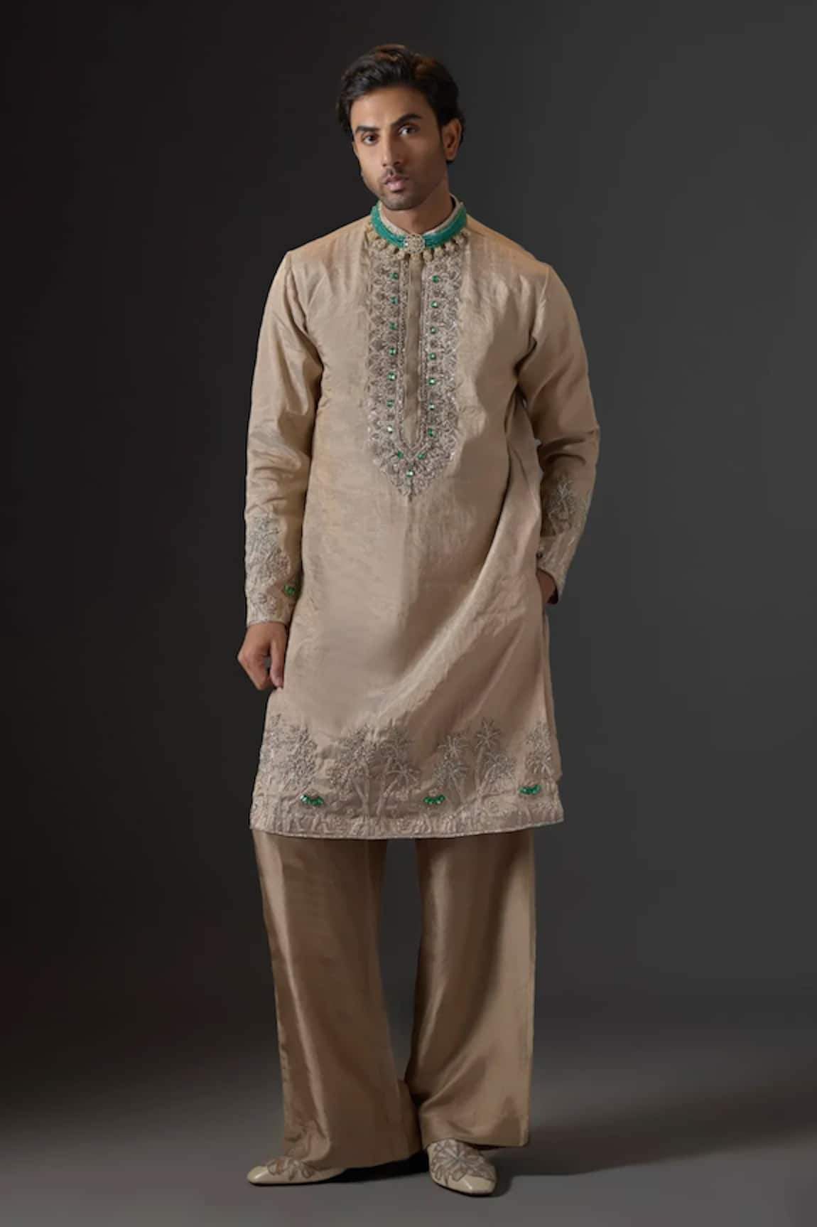 Mukti And Kavith Casa Chanderi Embroidered Kurta & Palazzo Set 