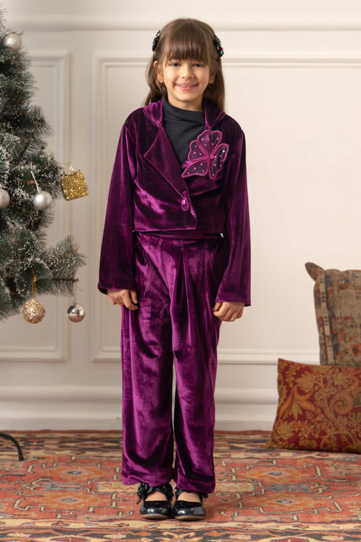 Risa Dreamworld Velvet Cropped Blazer & Flared Trouser Set 