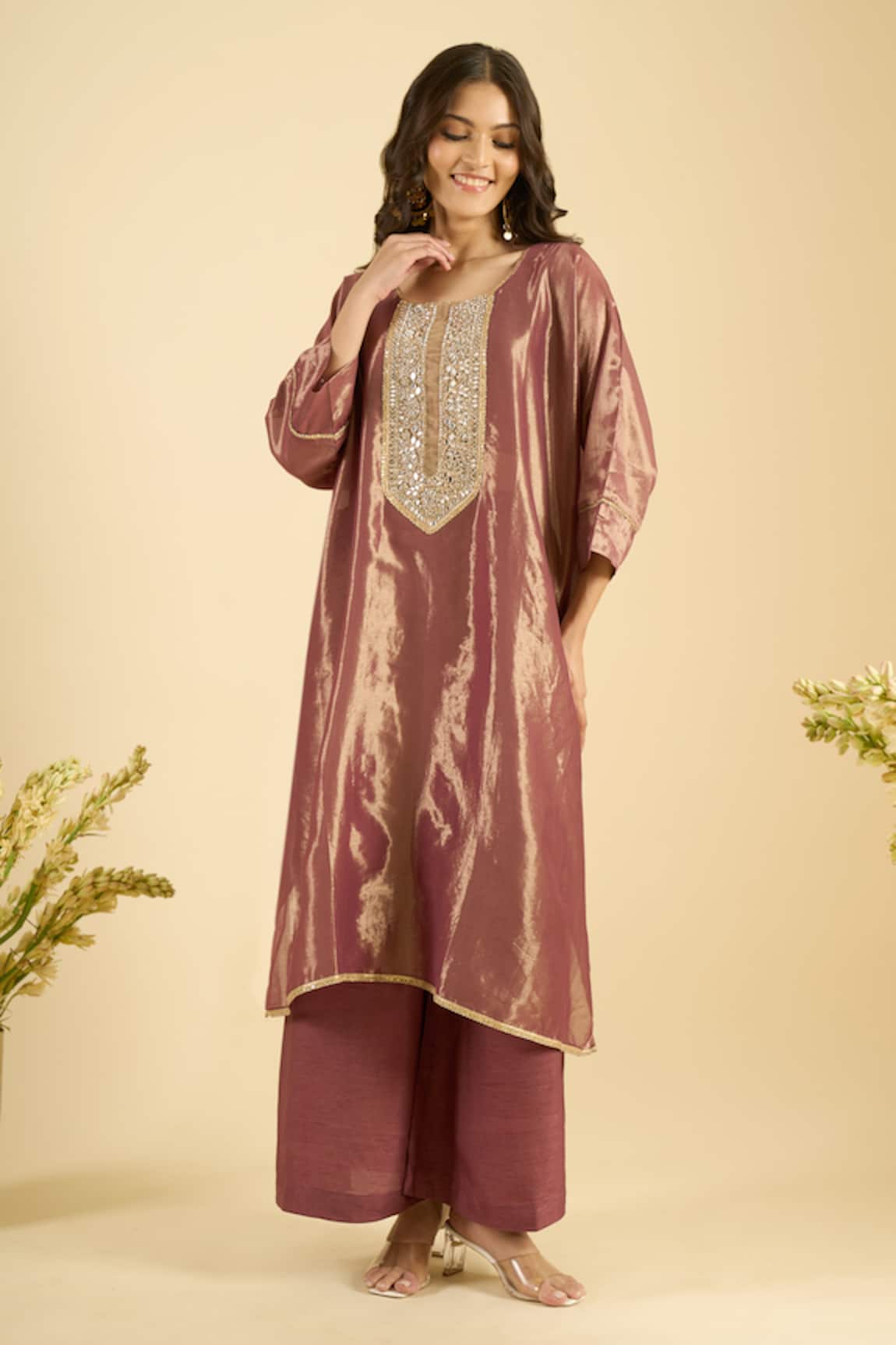 Naintara Bajaj Organza Shimmer Kurta & Palazzo Set 
