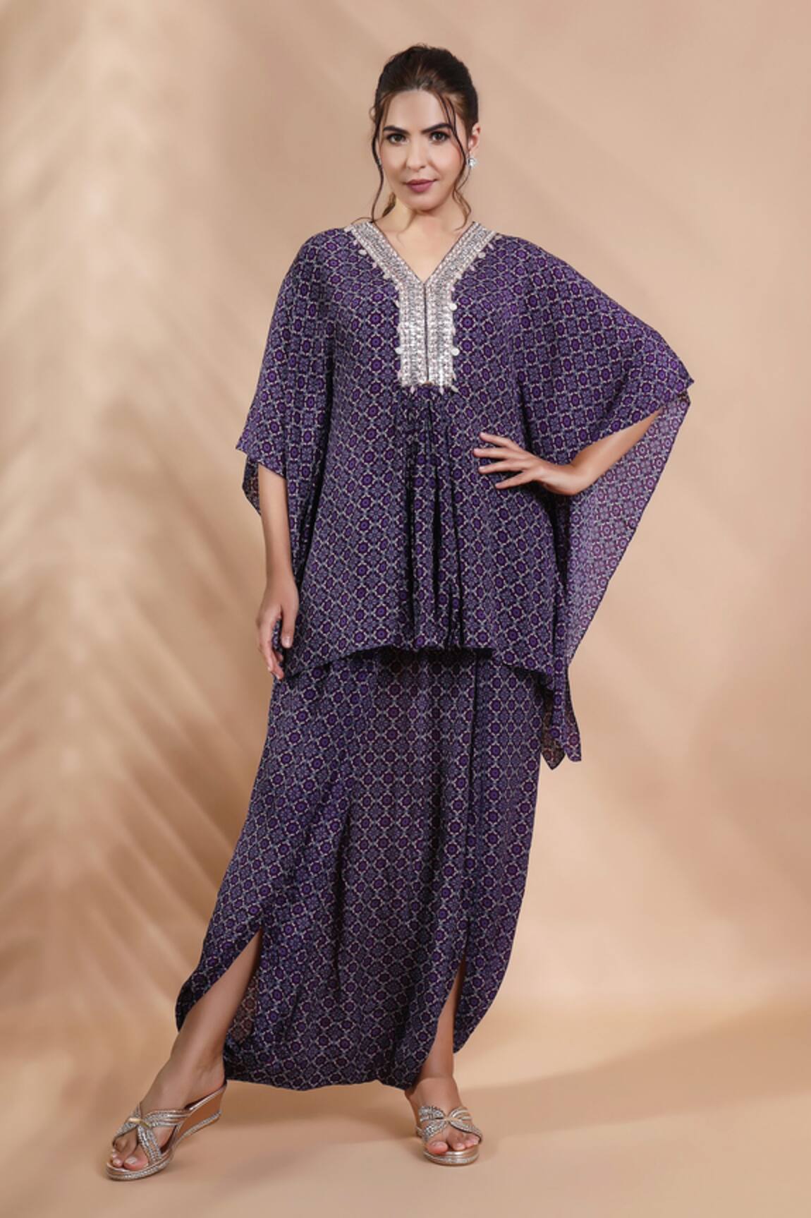 Shreya J Label Hand Embroidered Kaftan & Dhoti Pant Set 