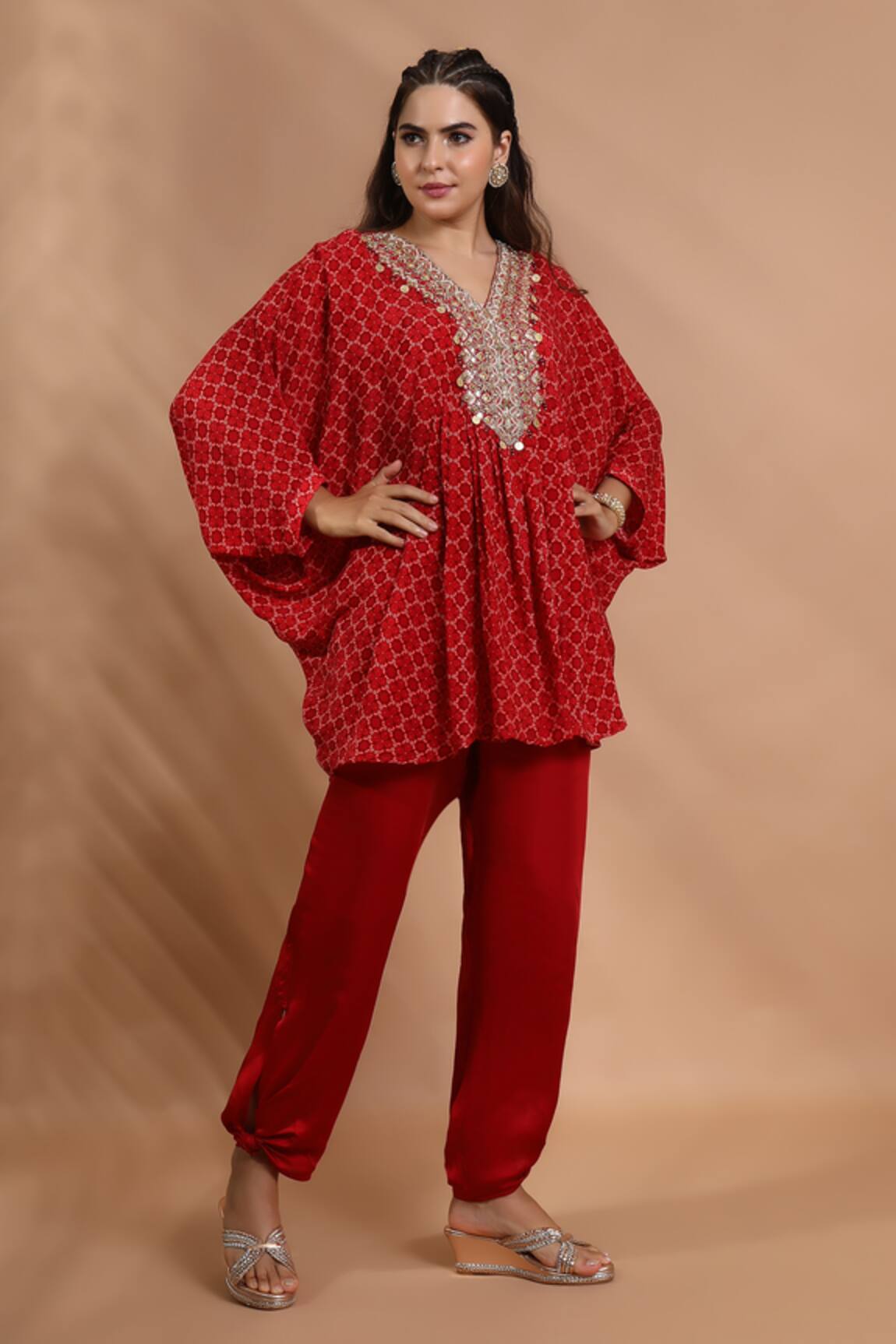 Shreya J Label Printed Asymmetric Kurta & Pant Set 