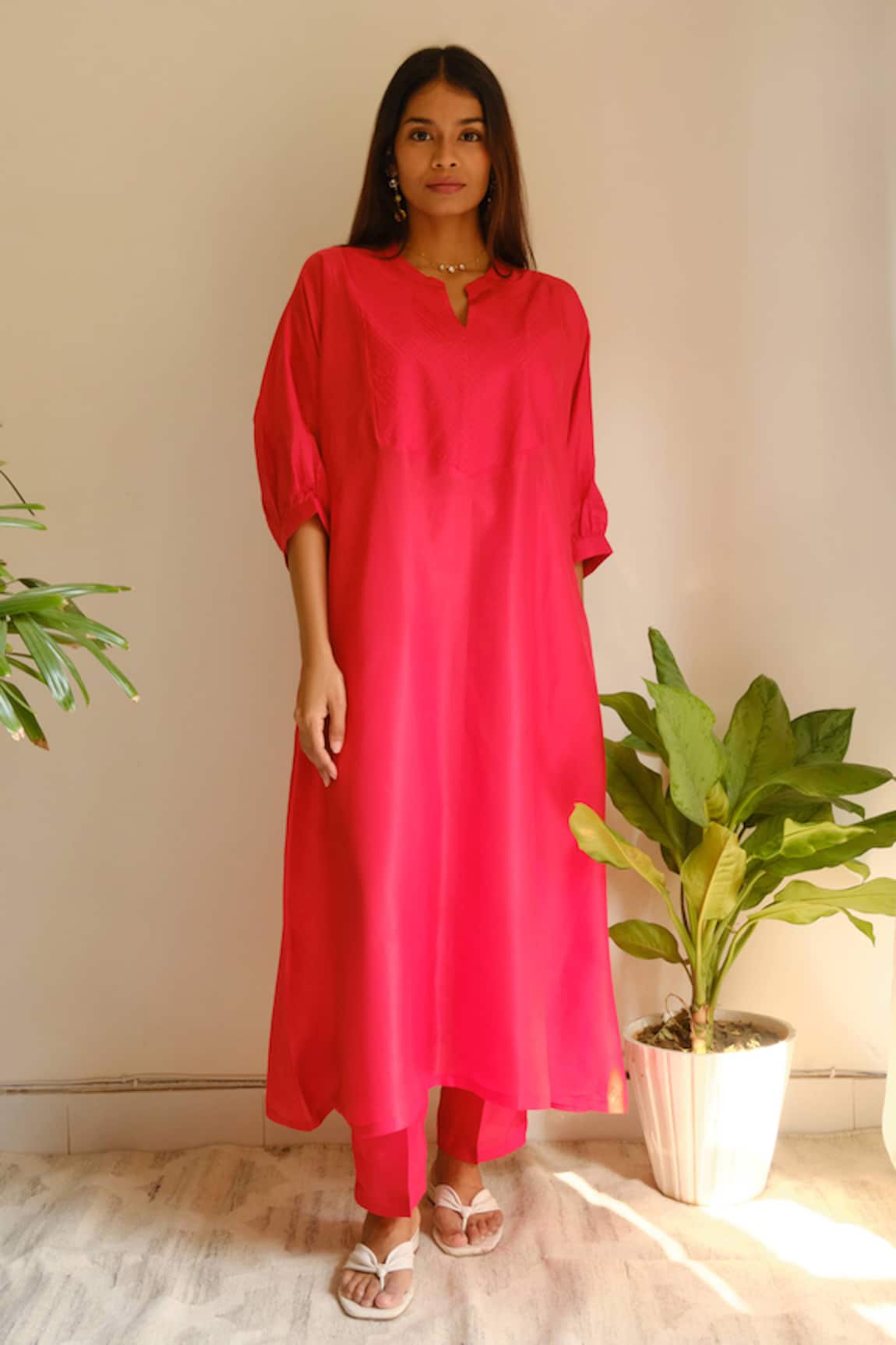 Juanita By Shubhda Handwoven Chanderi Kurta & Pant Set 