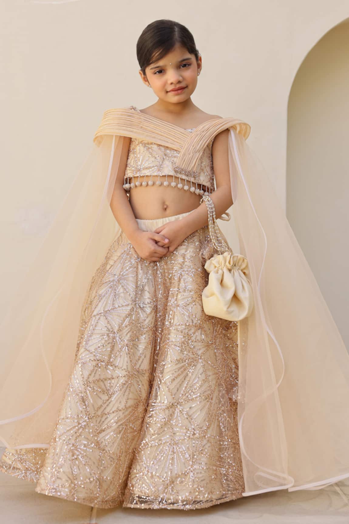Janyas Closet Gold Sparkle Sequin Lehenga & Blouse Set 