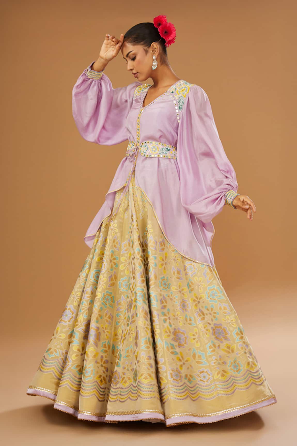 I Am Design Bouquet Print Lehenga & Shirt Set 