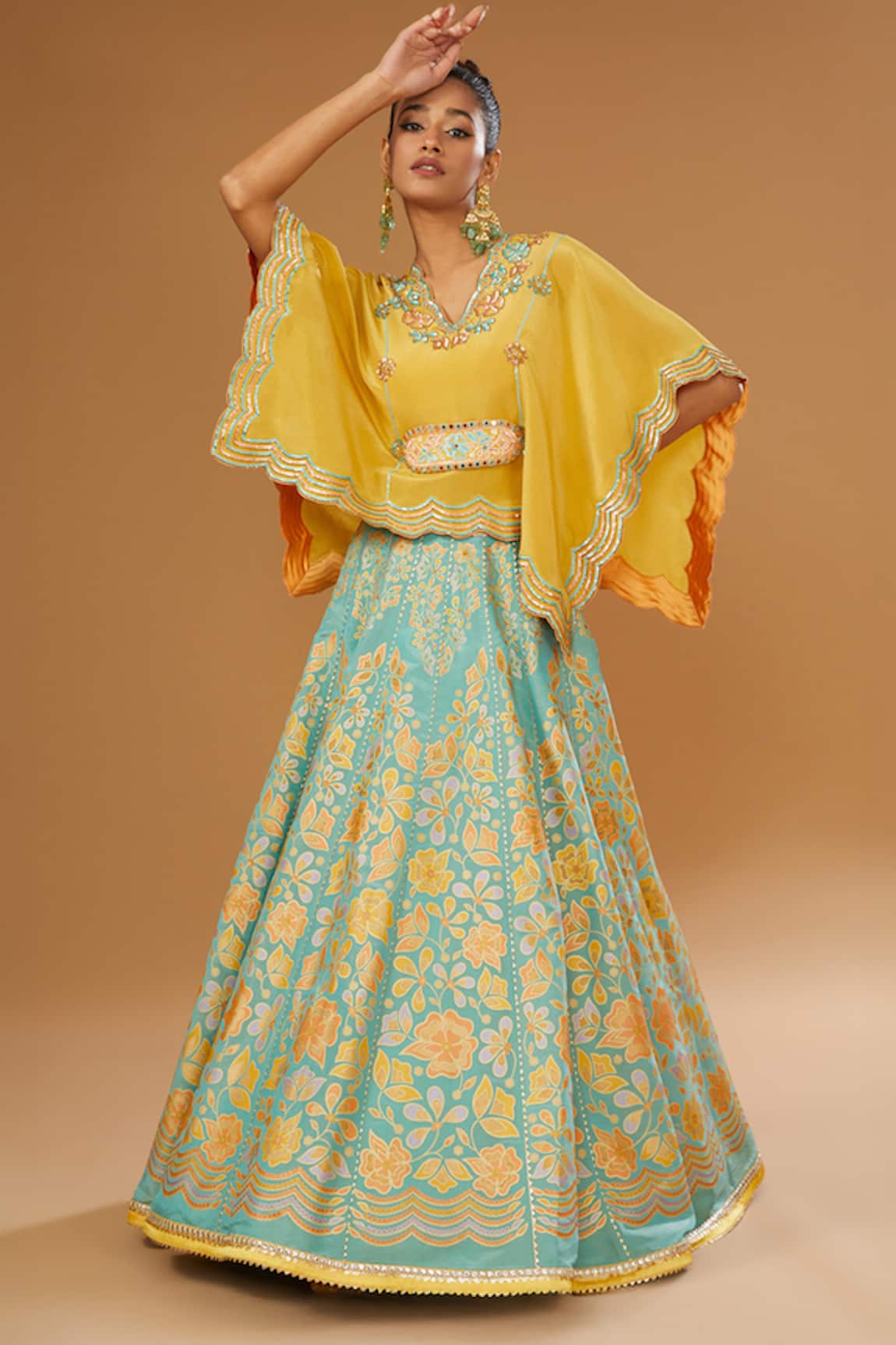 I Am Design Floral Print Lehenga & Kaftan Set 