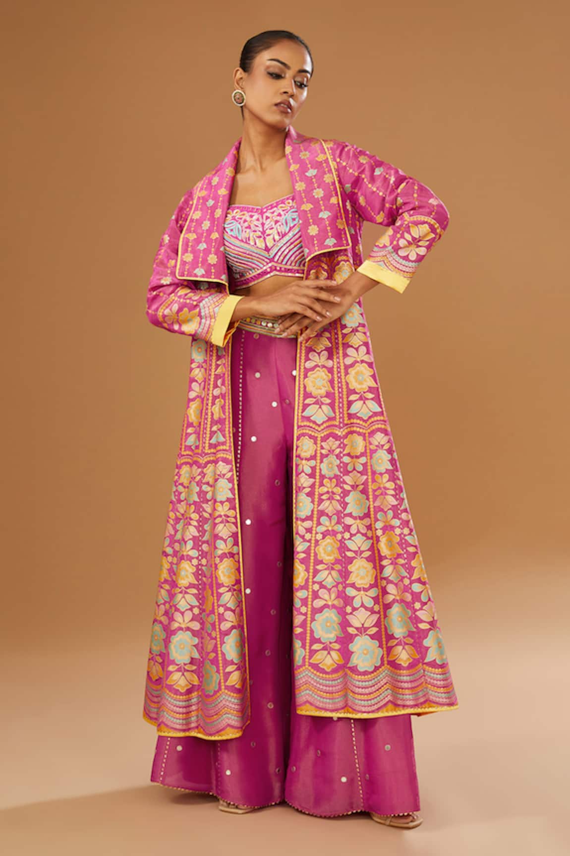 I Am Design Flora Print Jacket Palazzo Set 