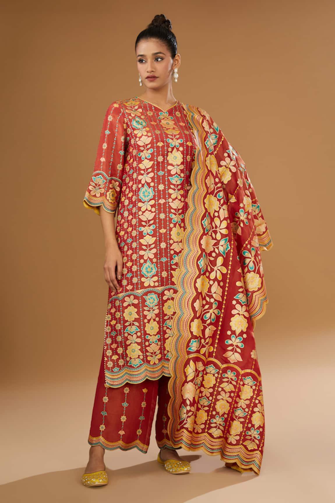 I Am Design Blossom Print Kurta Pant Set 