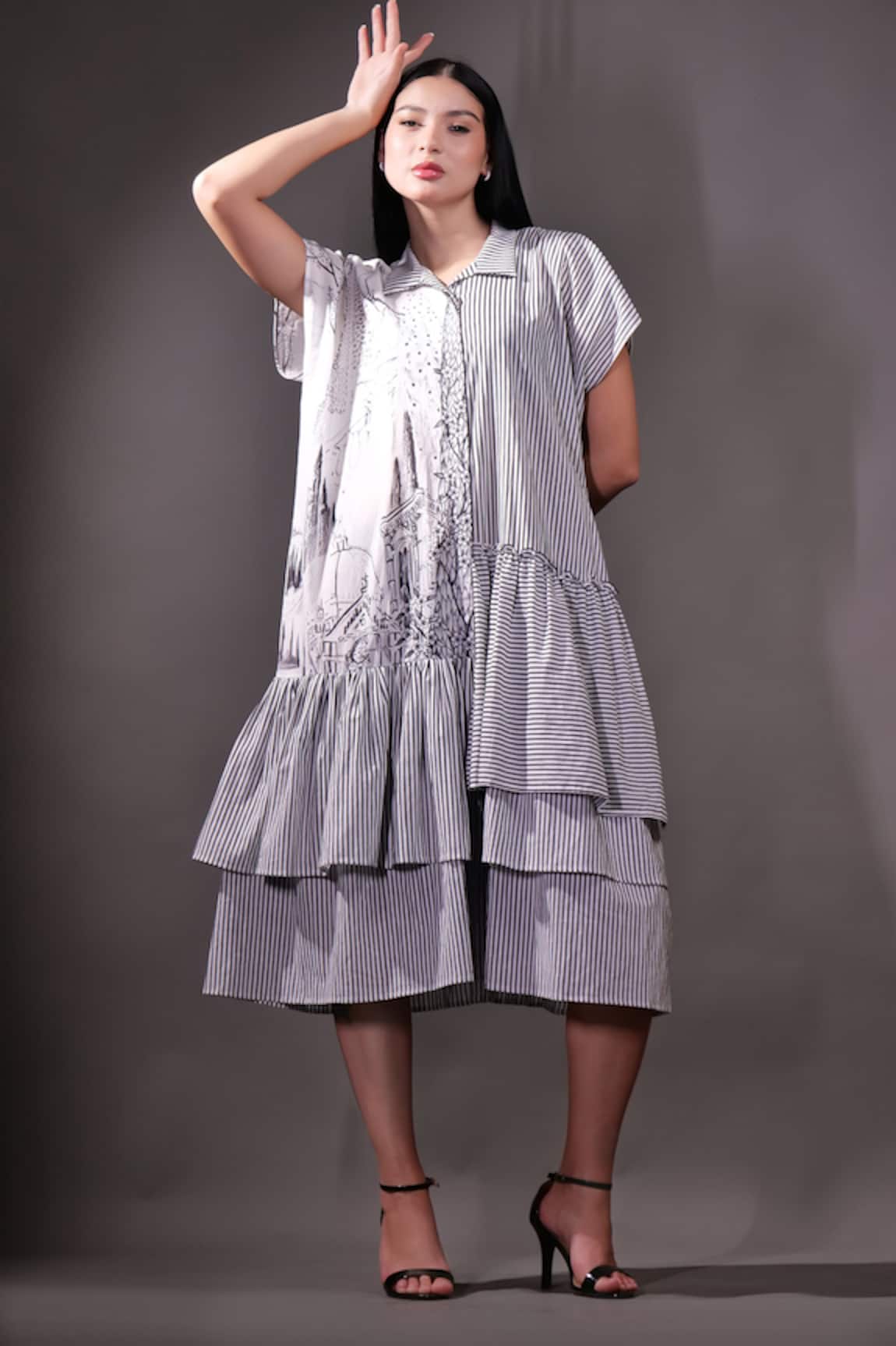 Rahul Singh Block Printed Midi Dress 
