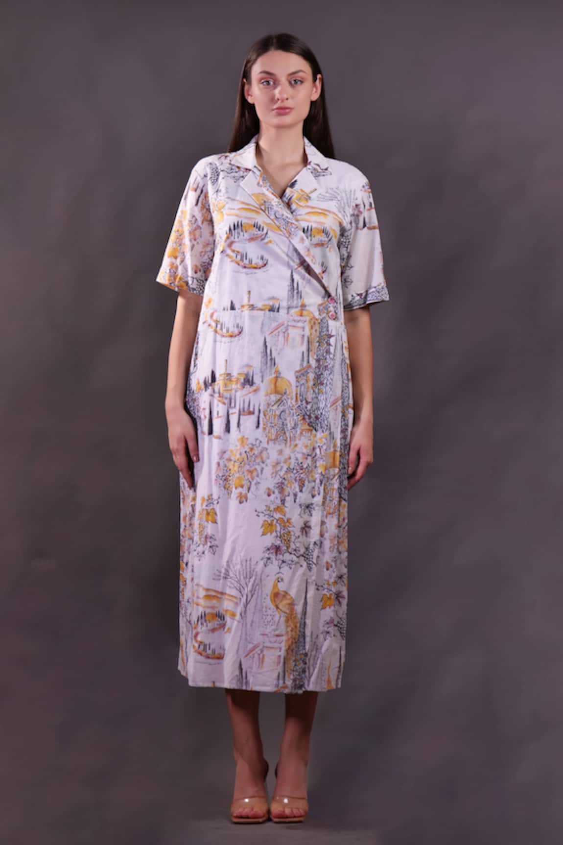 Rahul Singh Printed Wrap Midi Dress 