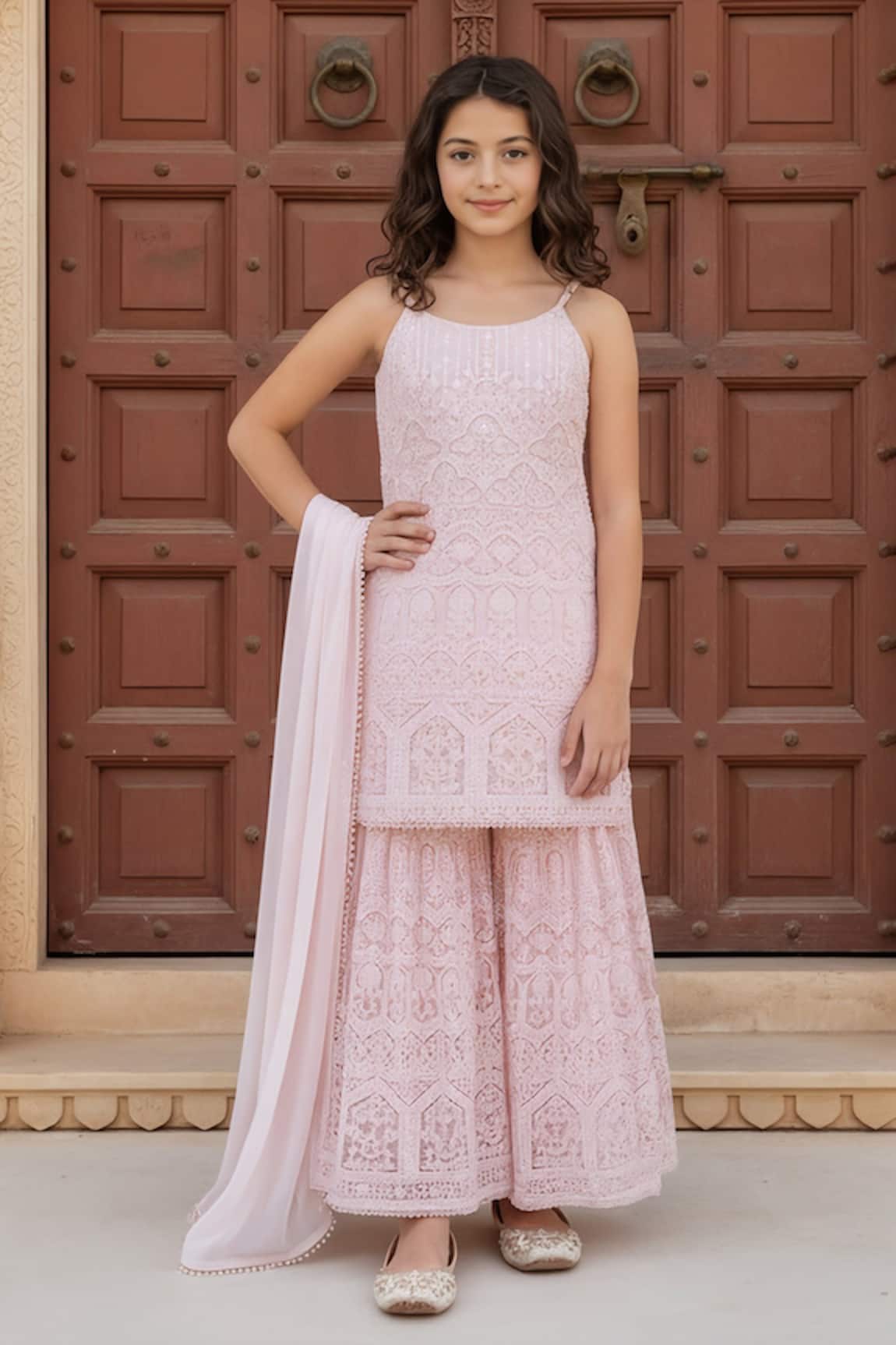 Fayon Kids Embroidered Kurta Sharara Set