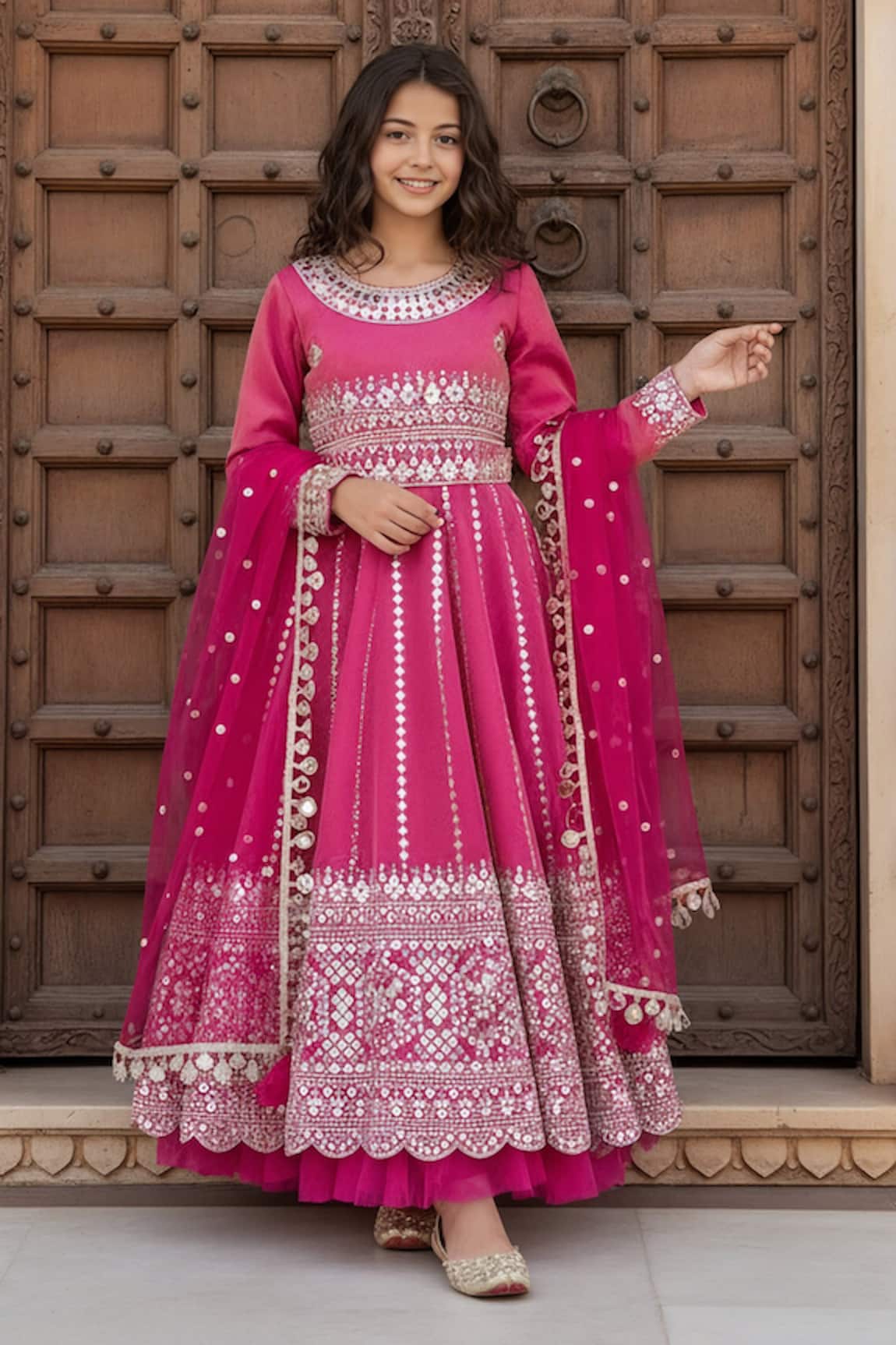 Fayon Kids Embroidered Anarkali With Dupatta 