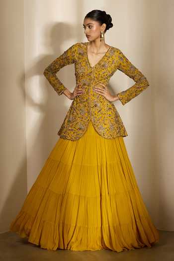 Shloka Khialani Raina Tiered Lehenga & Hand Embroidered Jacket Set 