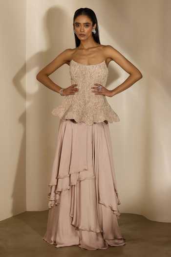 Shloka Khialani Kia Embellished Corset & Layered Skirt Set 