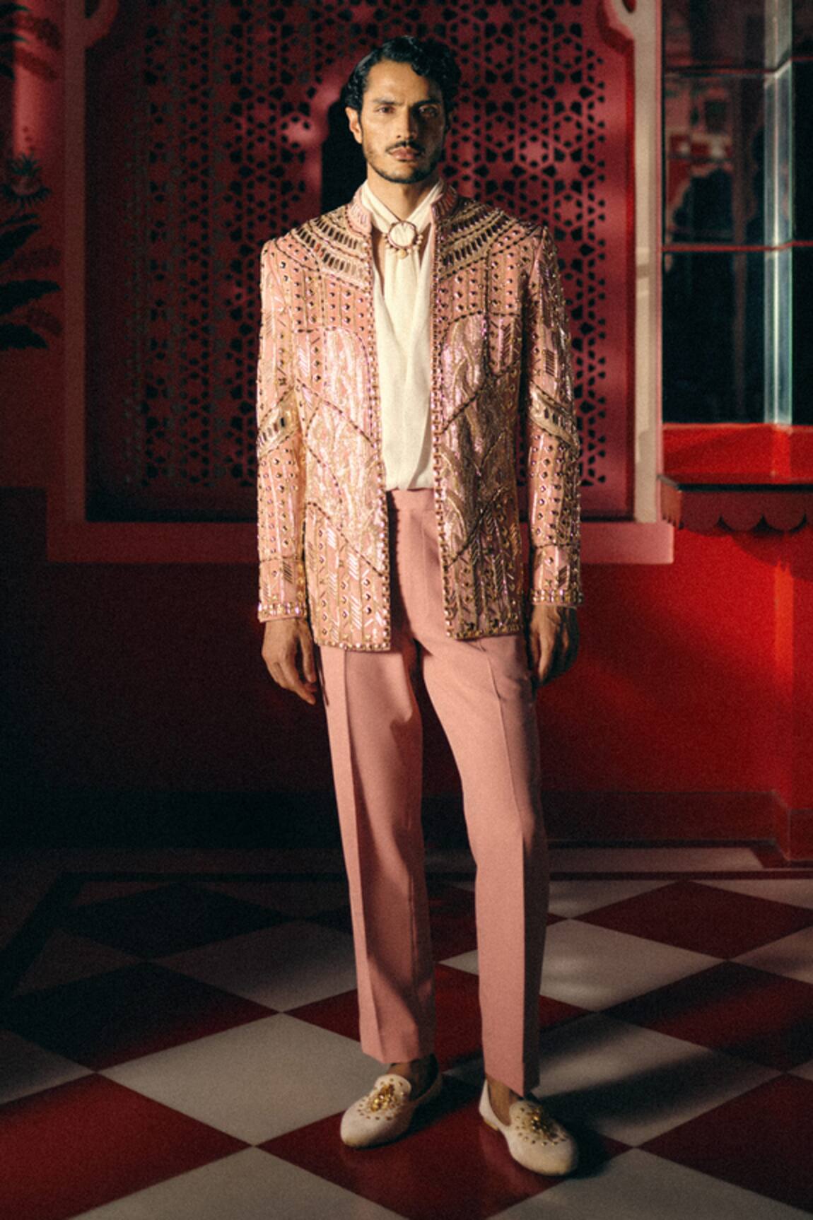 Papa Dont Preach Regal Embellish Velvet Hand Embroidered Jacket Shirt & Pant 