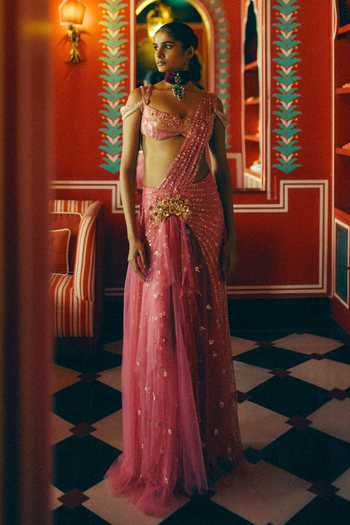 Papa Dont Preach Moonchild Majesty Embroidered Pre-Draped Saree & Blouse 
