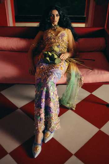 Papa Dont Preach She Wore The Universe Hand Embroidered Tulle Gown & Cape 