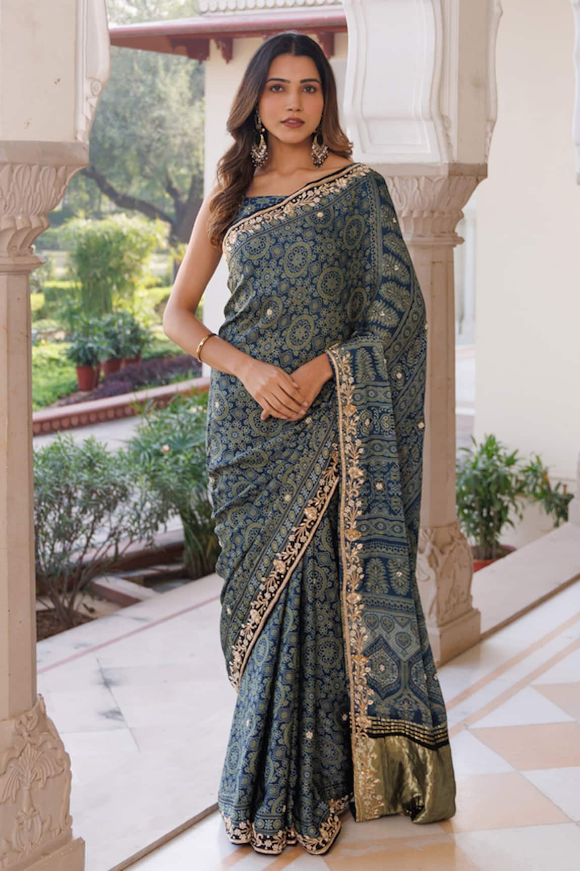 Geroo Jaipur Printed Saree With Unstitched Blouse Piece 