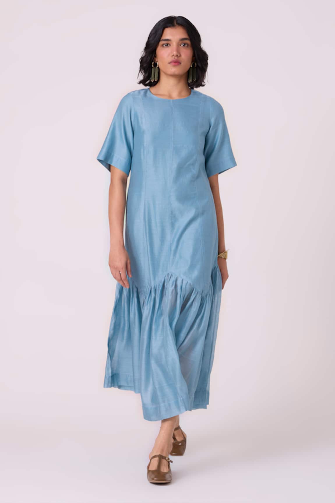 The Summer House Diana Handwoven Chanderi Tiered Dress 