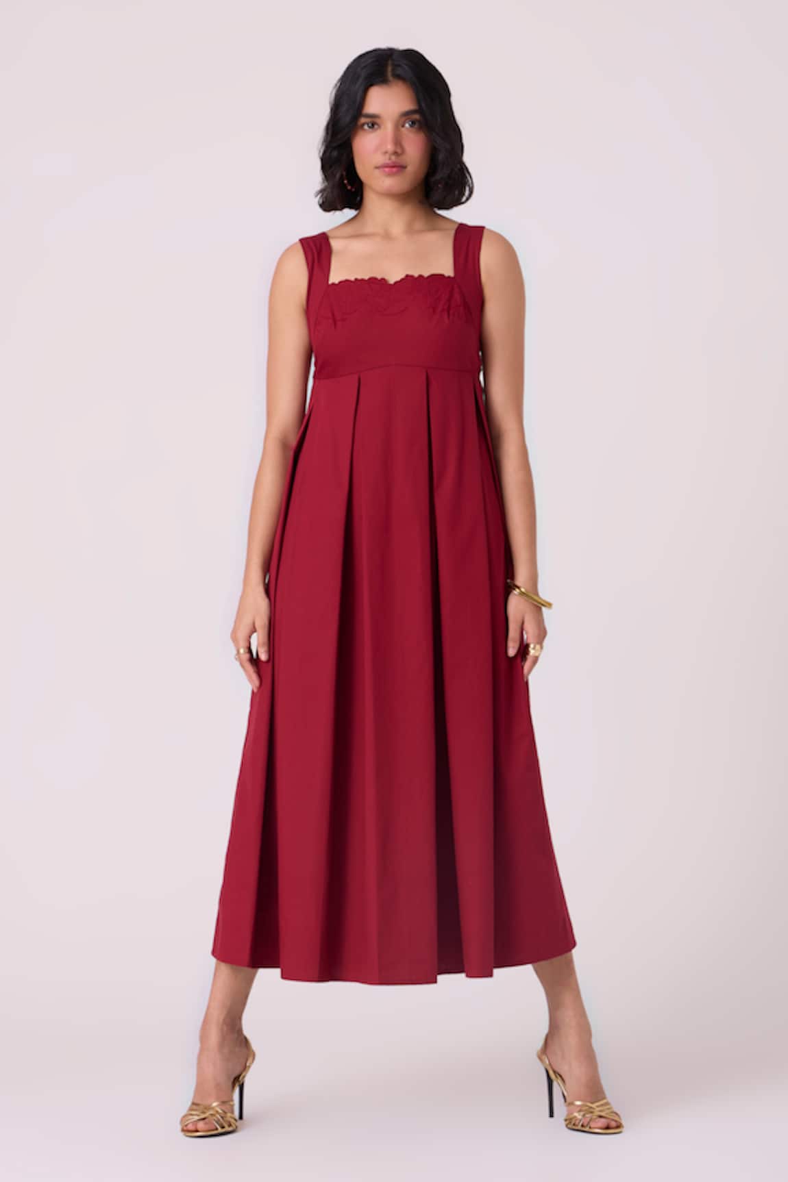 The Summer House Artyom Scalloped Neck Midi Dress 