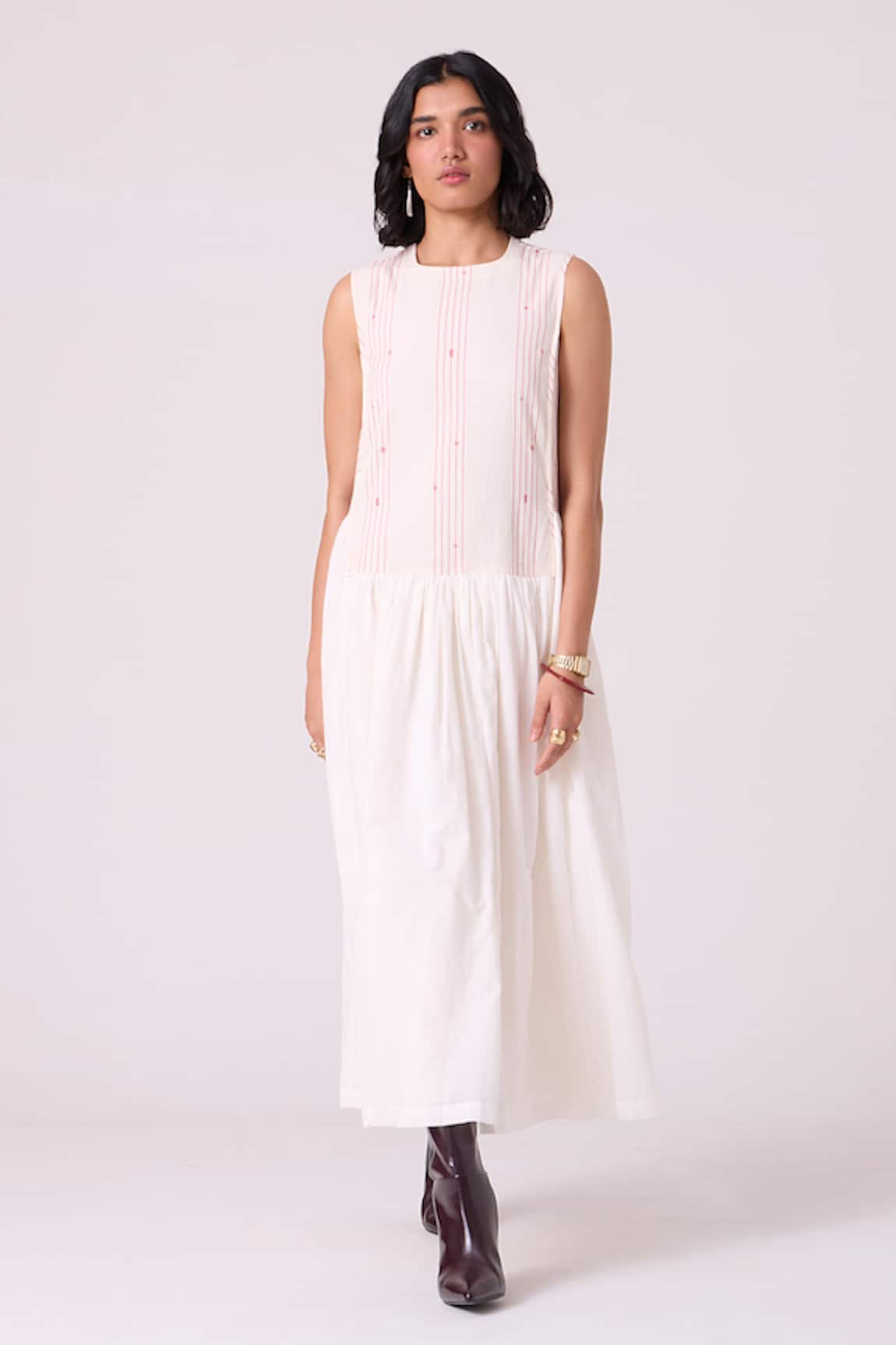 The Summer House Fyodor Striped Gathered Dress 