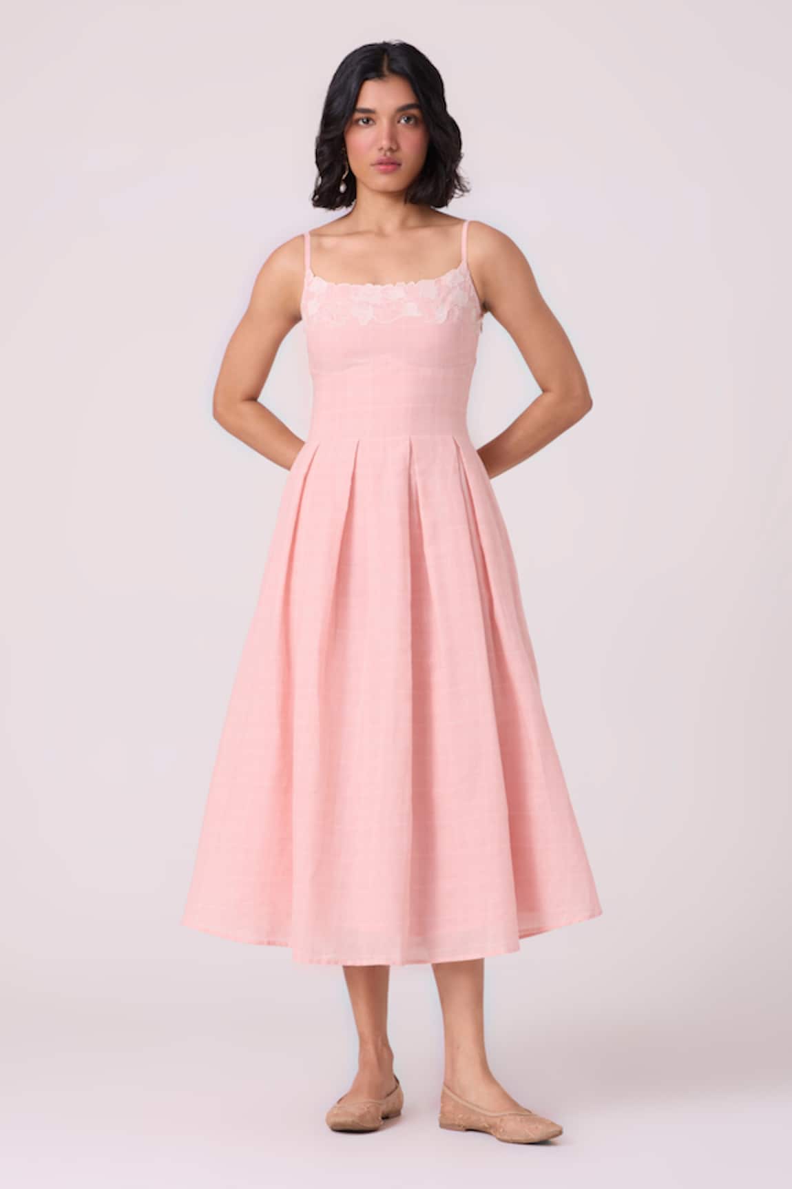 The Summer House Floral Embroidered Midi Dress 