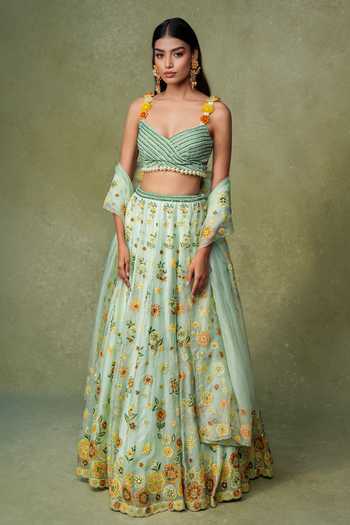 AMRIN KHAN Floral Patchwork Lehenga Blouse Set 