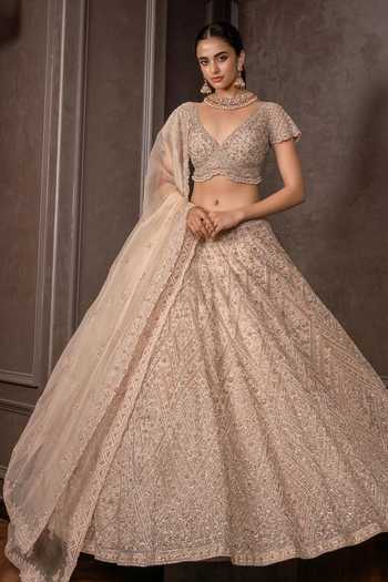 AMRIN KHAN Foil Cutdana Pearl Embroidered Lehenga Set 