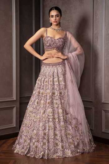 AMRIN KHAN Floral Cutdana Embroidered Lehenga Set 