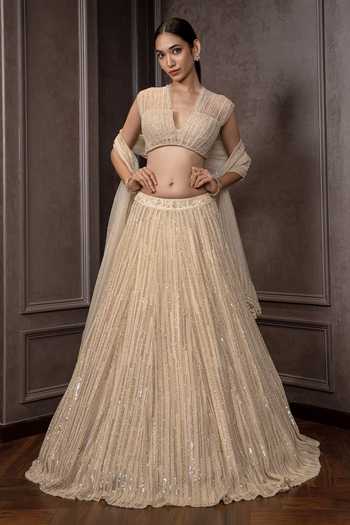AMRIN KHAN Sequins Embroidered Lehenga Set 
