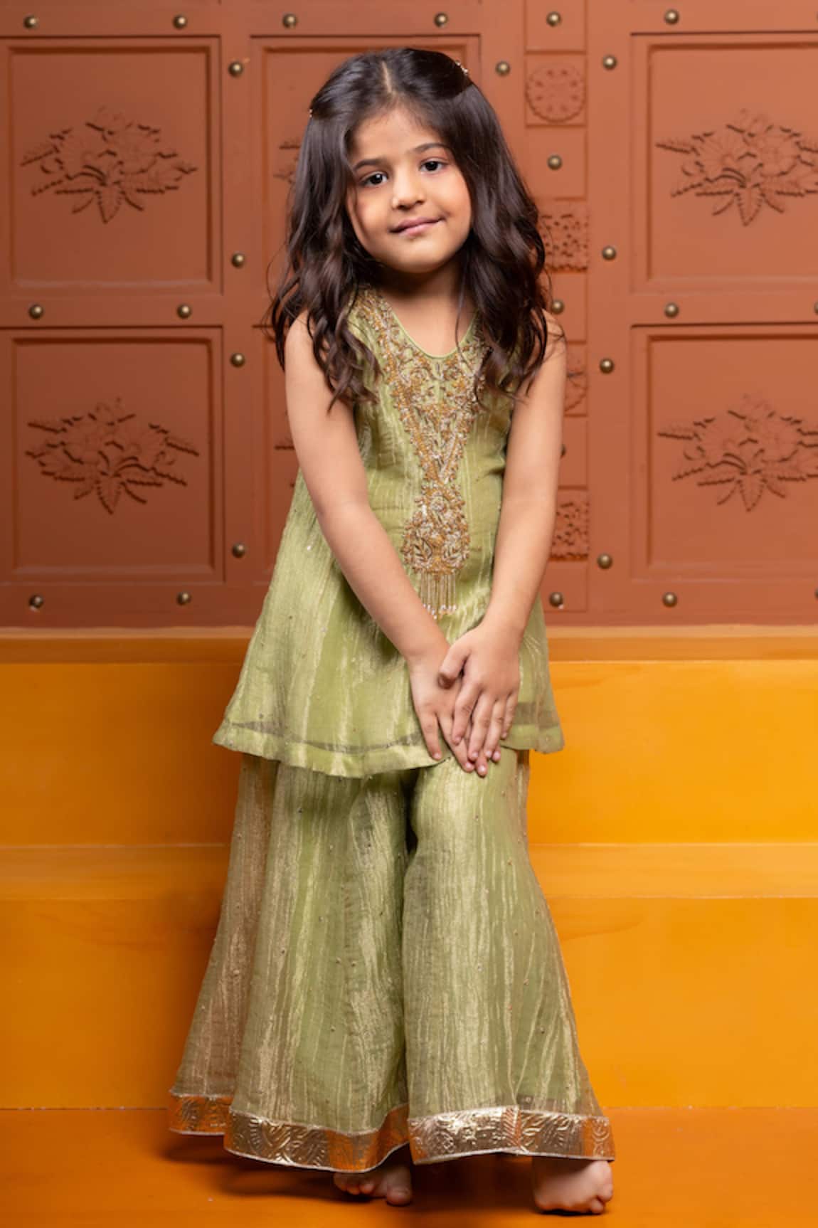 Kirti Agarwal - Pret N Couture Embroidered Peplum Kurta & Palazzo Set 