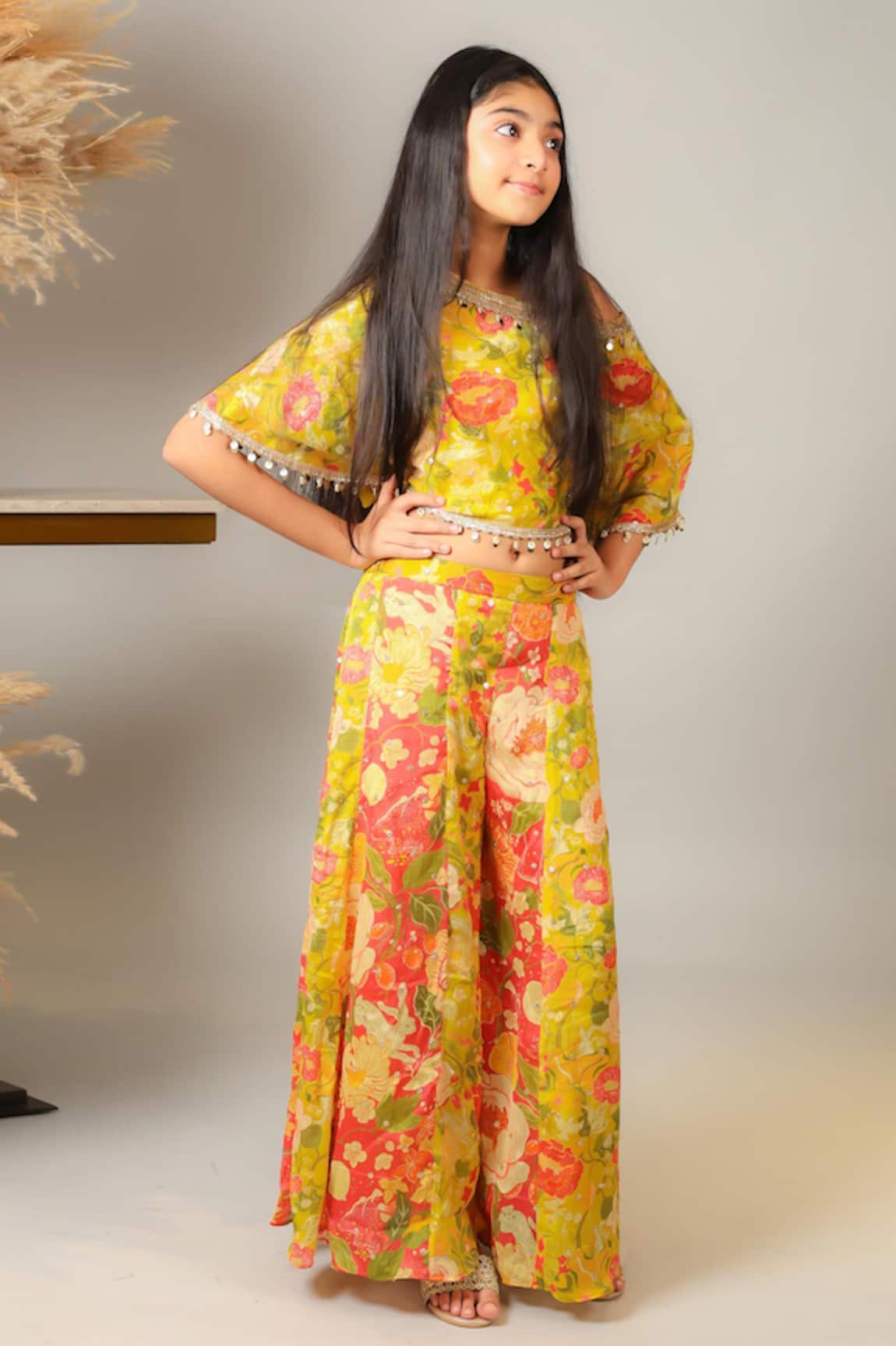Kirti Agarwal - Pret N Couture Floral Print Cape Palazzo Set 