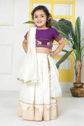 Little Bansi Elephant Embroidered Lehenga Set 