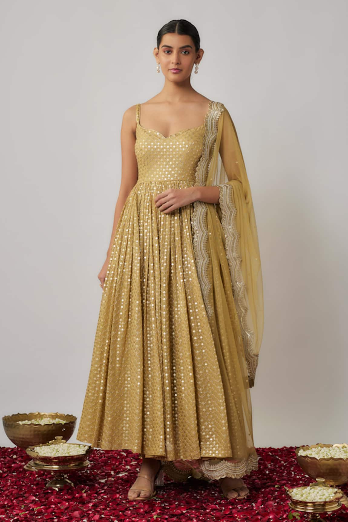 Renee label Tamara Sequin Embroidered Anarkali Set