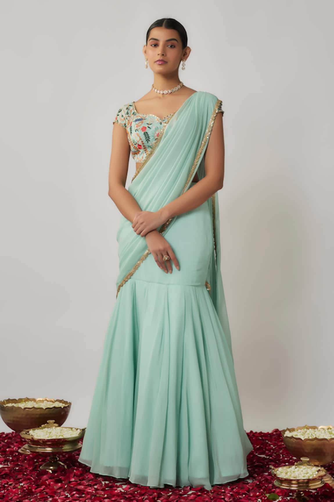 Renee label Amaira Embroidered Lehenga Saree With Blouse