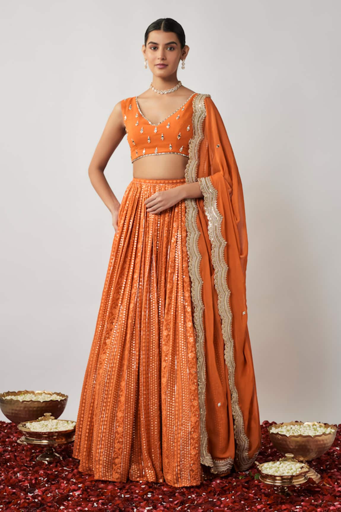 Renee label Mrunali Sequin Embroidered Lehenga Set