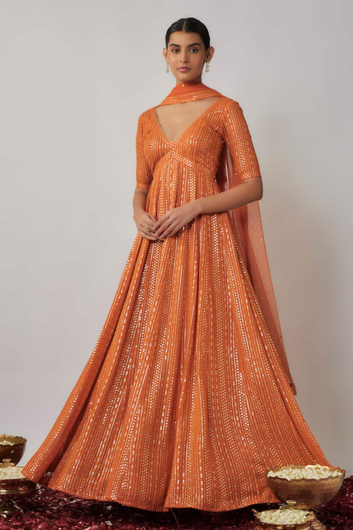 Renee label Zareena Thread Embroidered Anarkali With Dupatta
