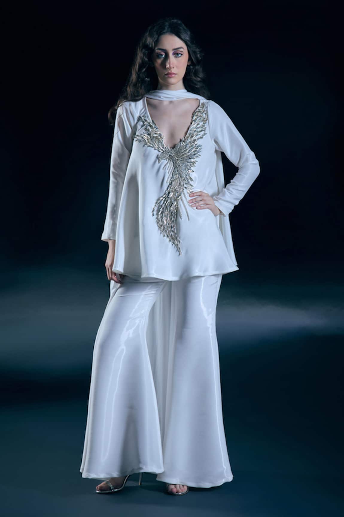 Nirmooha Aurora Aura Ivory Metallic Kurta Set 