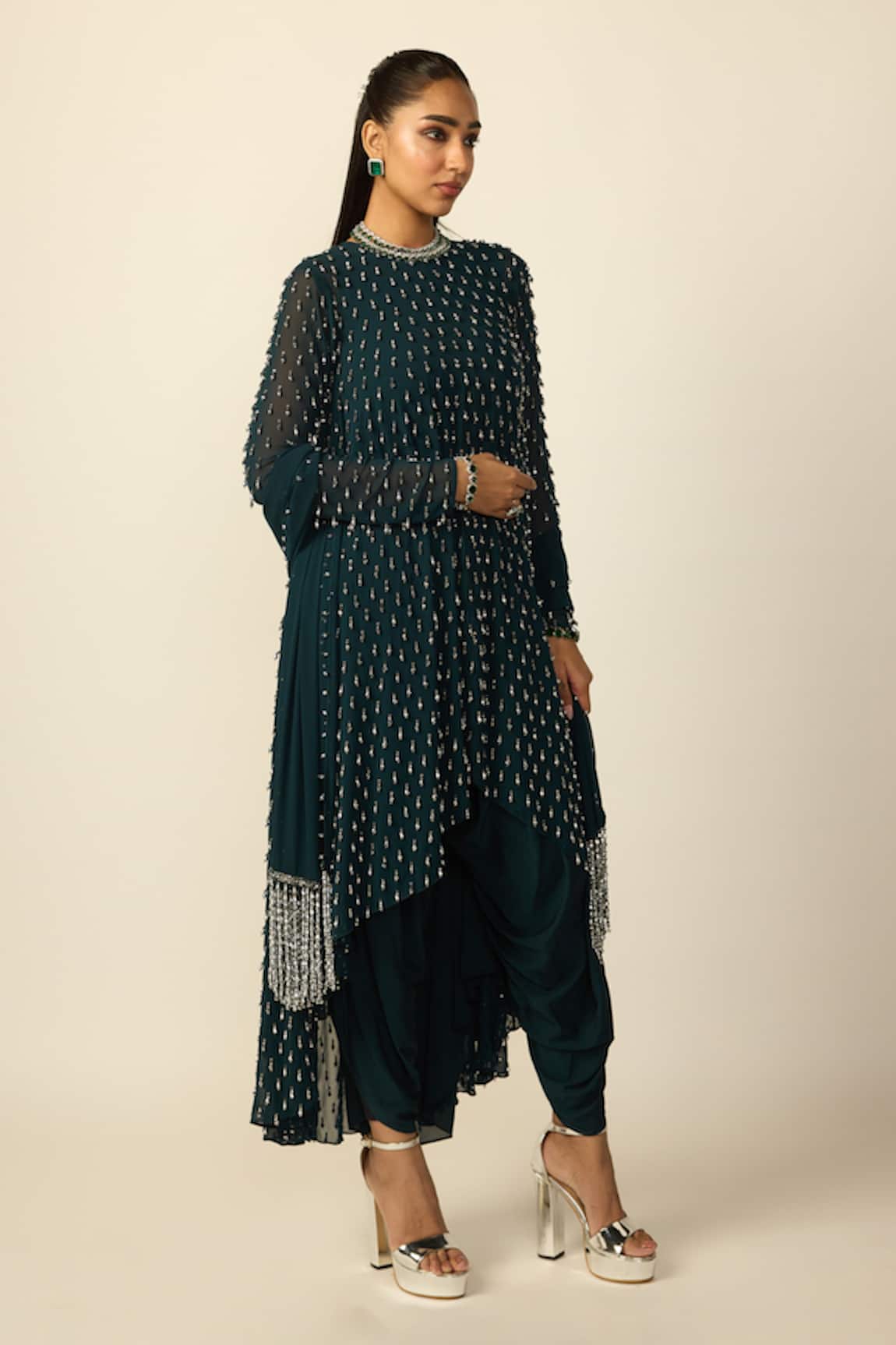 Vvani by vani vats Drop Embellished Kurta Dhoti Pant Set