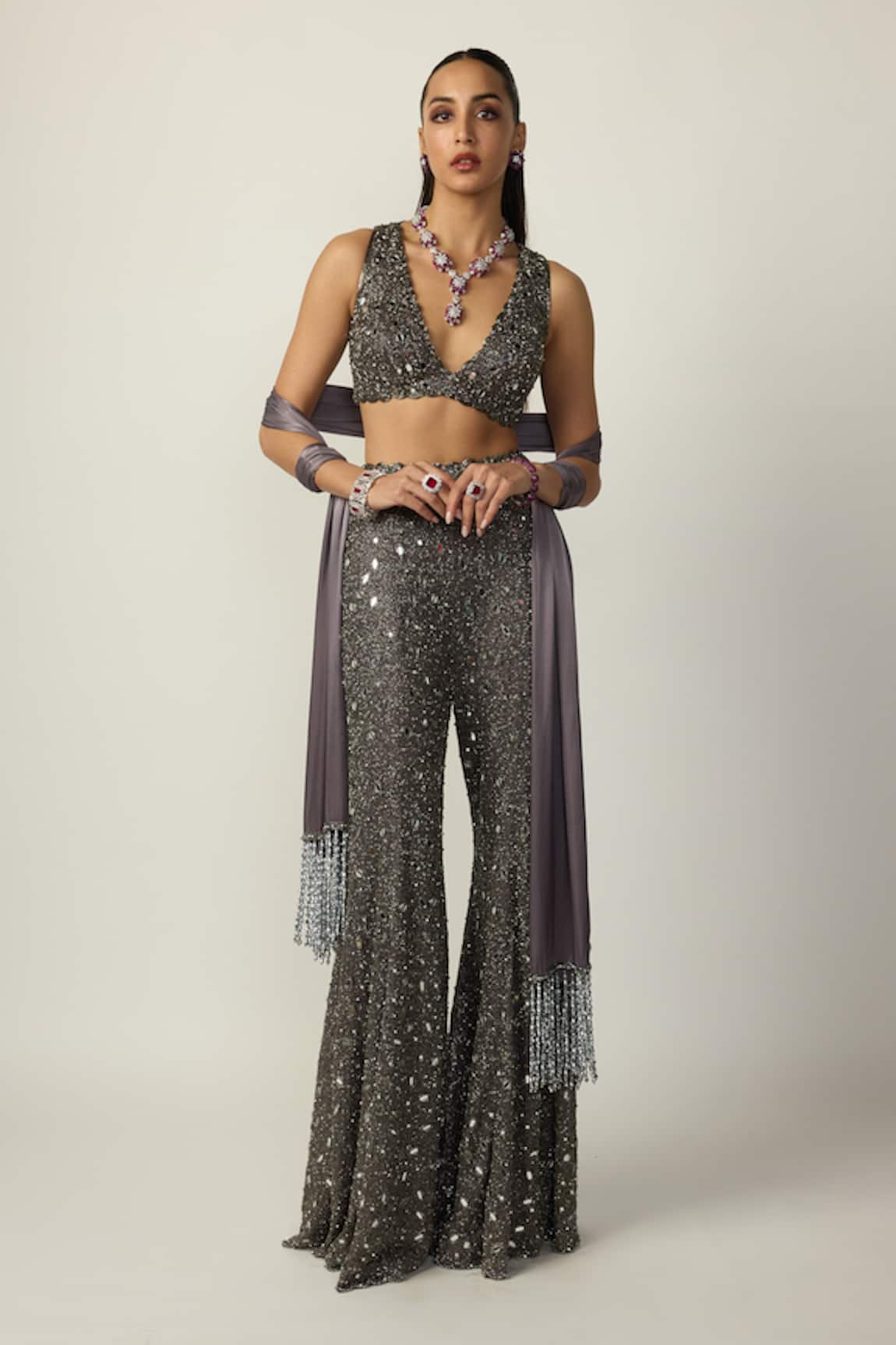 Vvani by vani vats Metallic Embellished Sharara Set