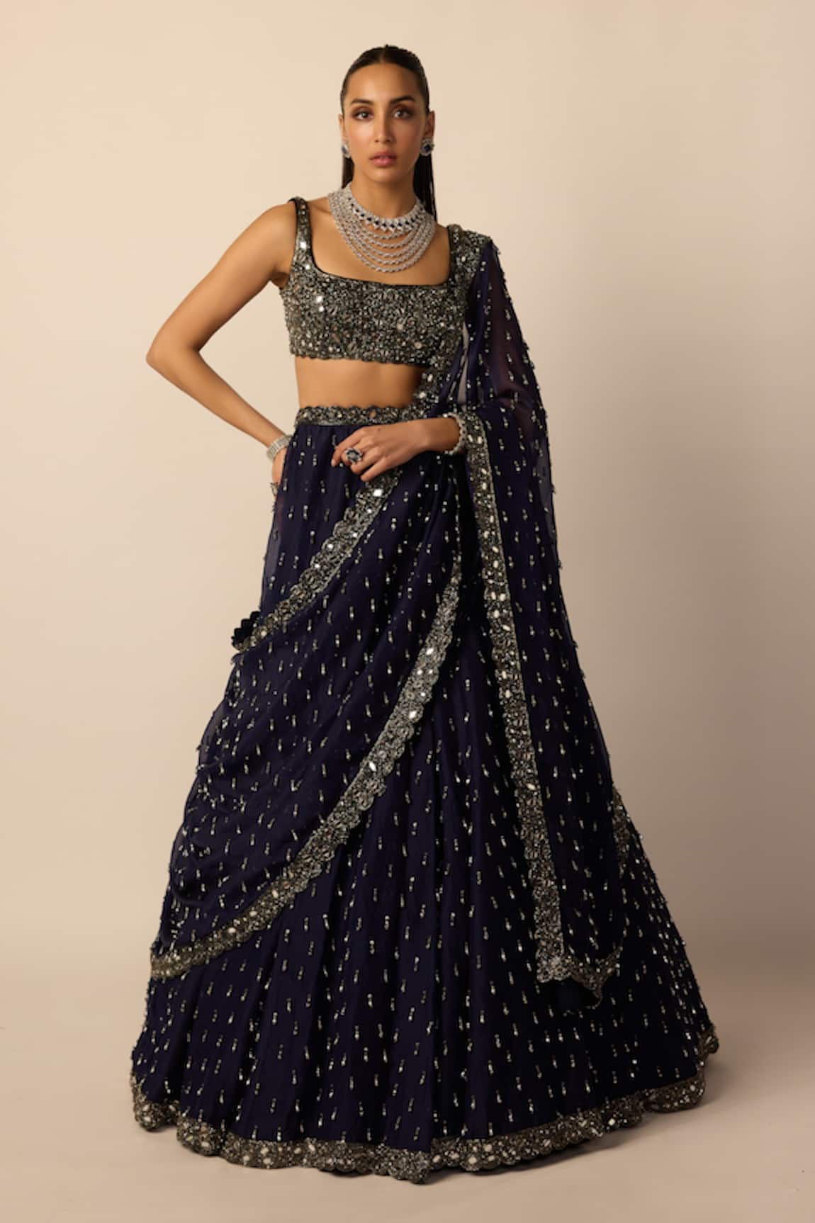 Vvani by vani vats Single Drop Embellished Lehenga Set 
