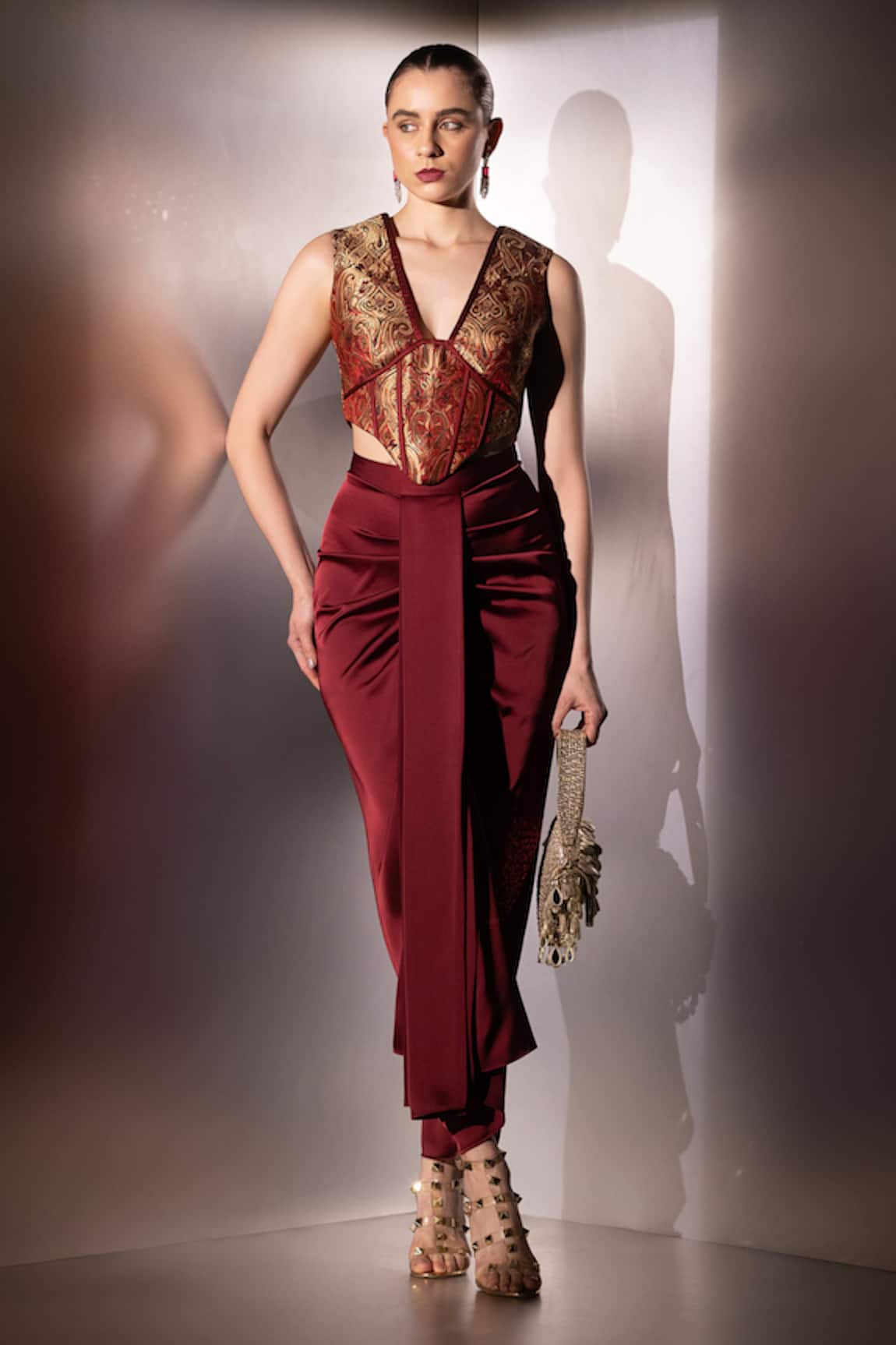 Label Muslin Isadora Shadow Line Brocade Corset Set 