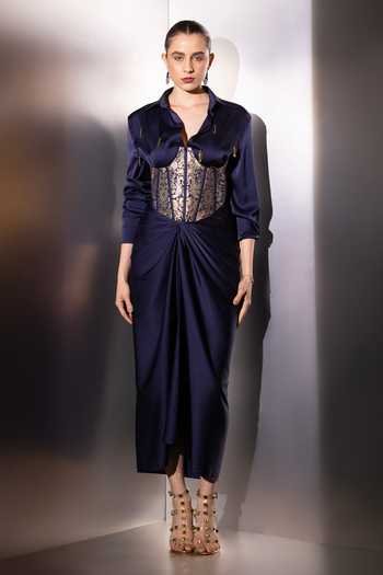 Label Muslin Safety Pin Embellished Shirt & Skirt Set 