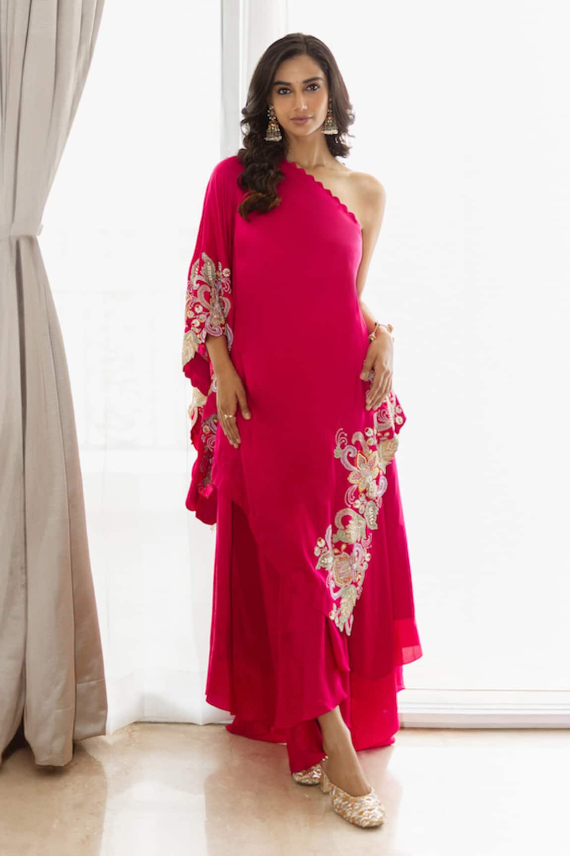 Anu Pellakuru Vina Embroidered Cape & Draped Pant Set 